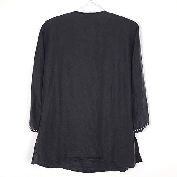 Ninety Sequined 100% Silk Black Tunic Round Neckline  Long Sleeves Size Small - Picture 2 of 8